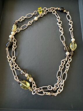 David Yurman Pearl and Multistone long necklace